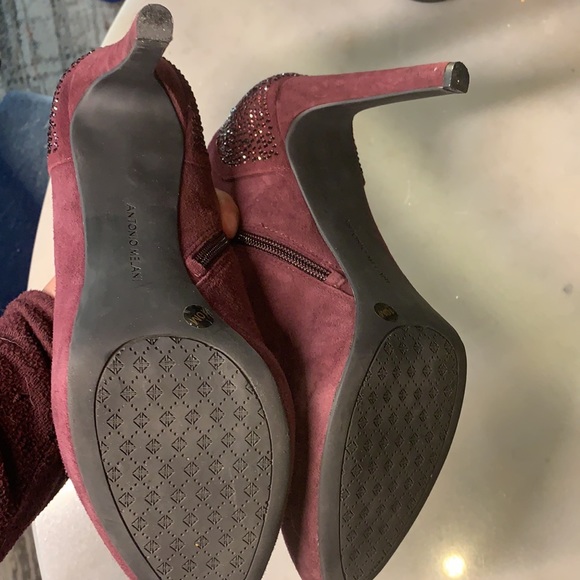 Antonio Melani maroon encrusted heel ankle bootie - Picture 7 of 7